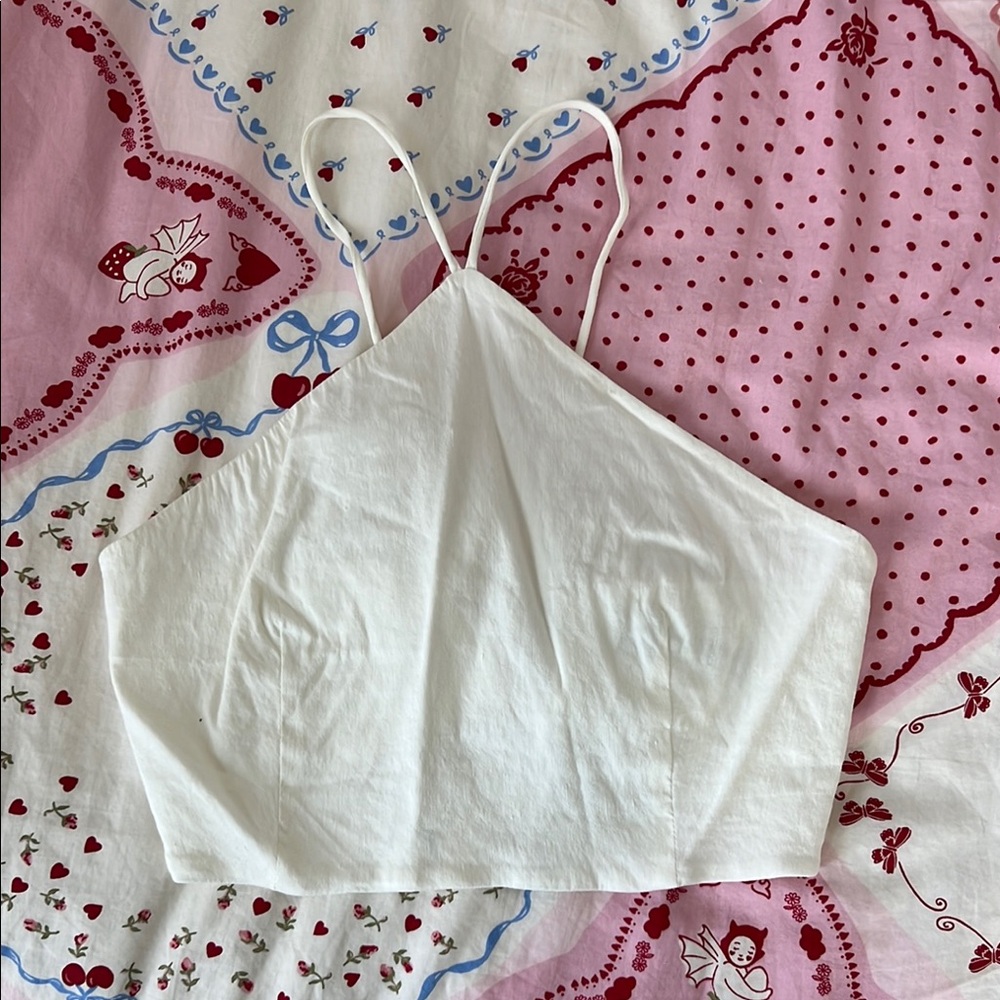 Zara off white crop halter top